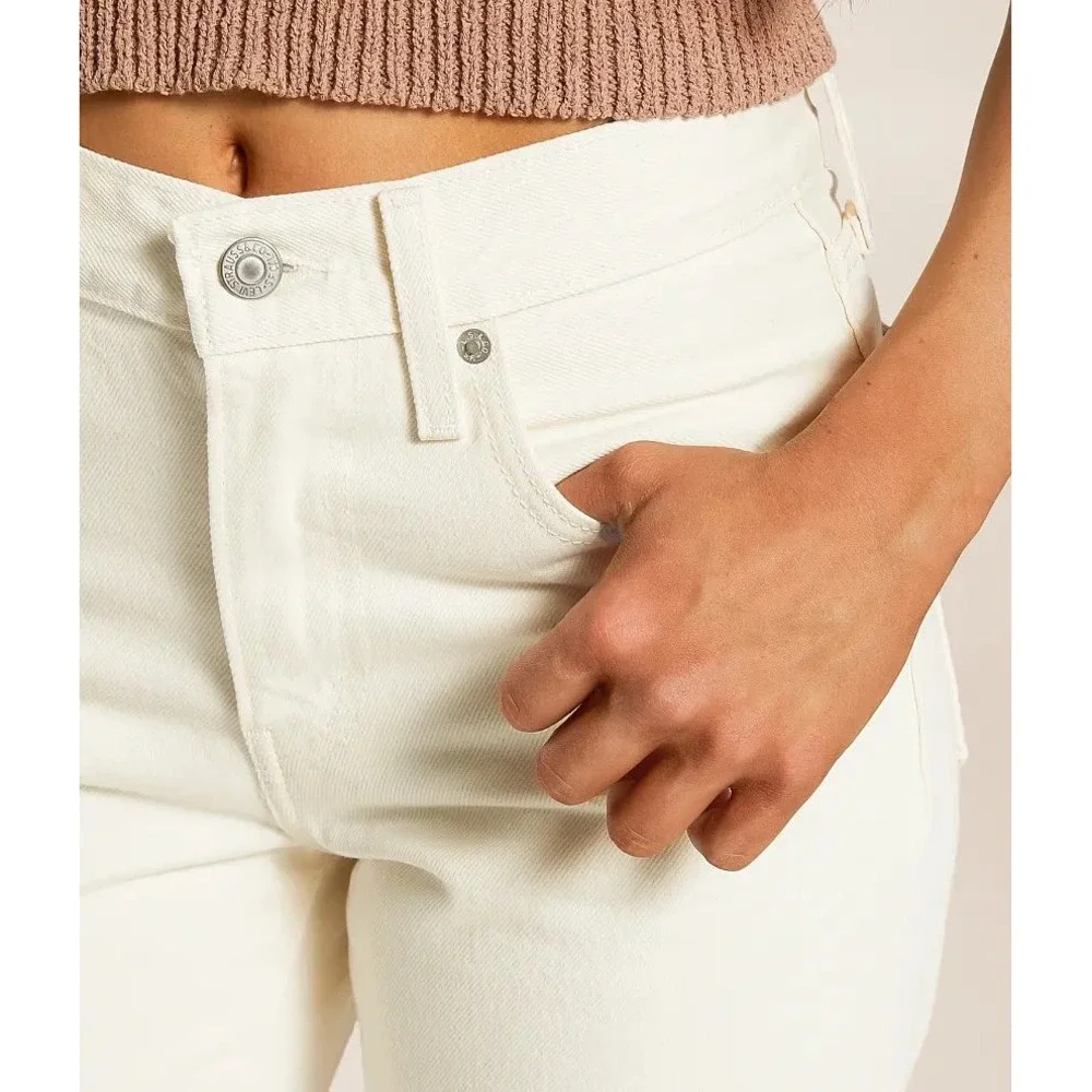 NWT Levis 94 Baggy Stretch Bootcut Jeans Womens 34x31 Off White Mid Rise Denim
